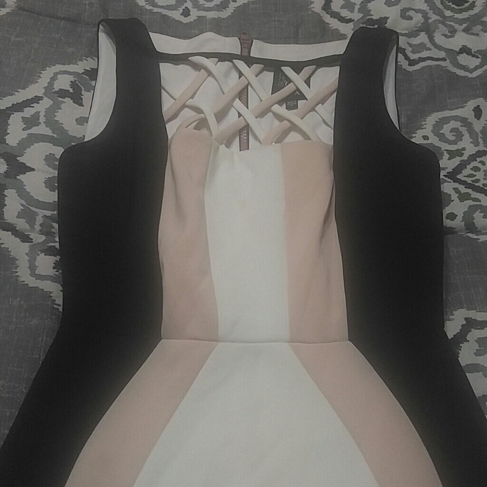 Jax nude beige and black sleeveless dress
